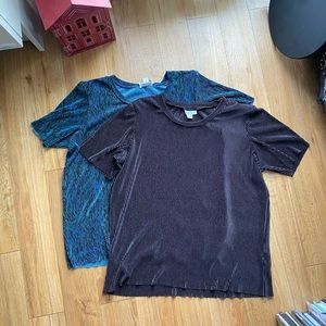 2 Jaclyn Smith Crinkled Dress Silky T-shirt Blouse